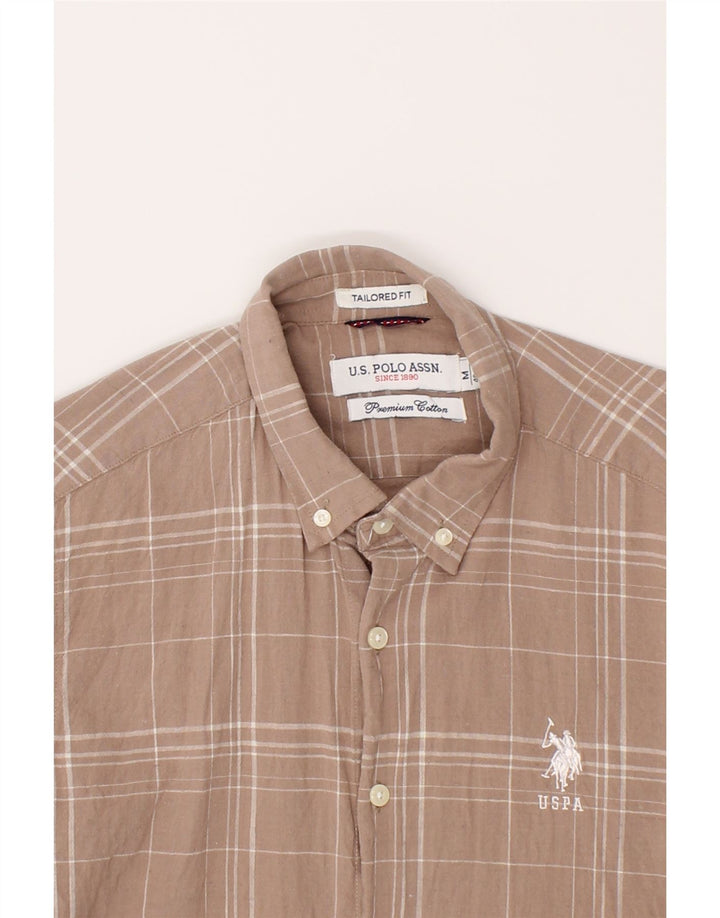 U.S. POLO ASSN. Mens Tailored Fit Shirt Size 40 Medium Brown Check Cotton Vintage U.S. Polo Assn. and Second-Hand U.S. Polo Assn. from Messina Hembry 