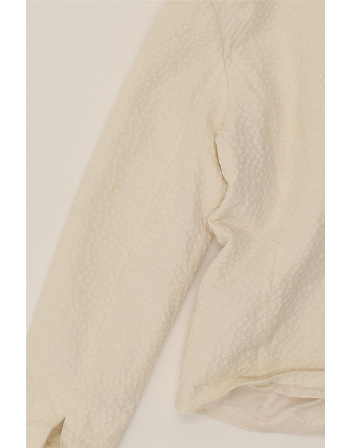 VINTAGE Womens 3 Button Blazer Jacket UK 16 Large Off White Cotton Vintage Vintage and Second-Hand Vintage from Messina Hembry 