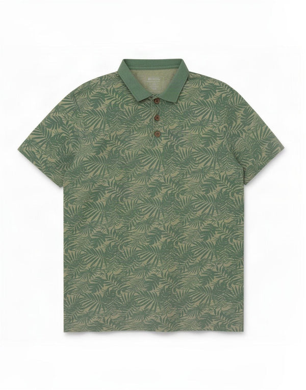 Mountain Warehouse Mens Polo Shirt XL Green Floral Cotton