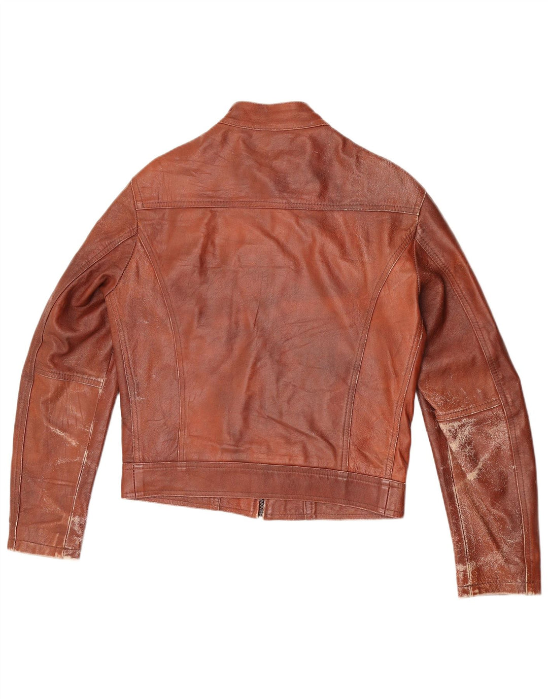 Giacca in pelle corta da donna vintage IT 48 XL in pelle marrone