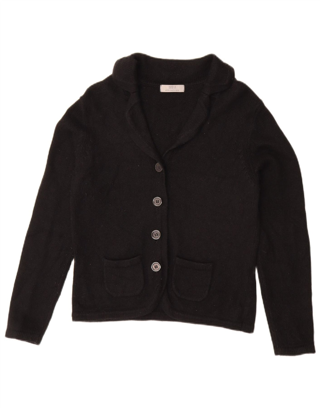 Maglione cardigan da donna Marks & Spencer UK 12 cotone nero medio