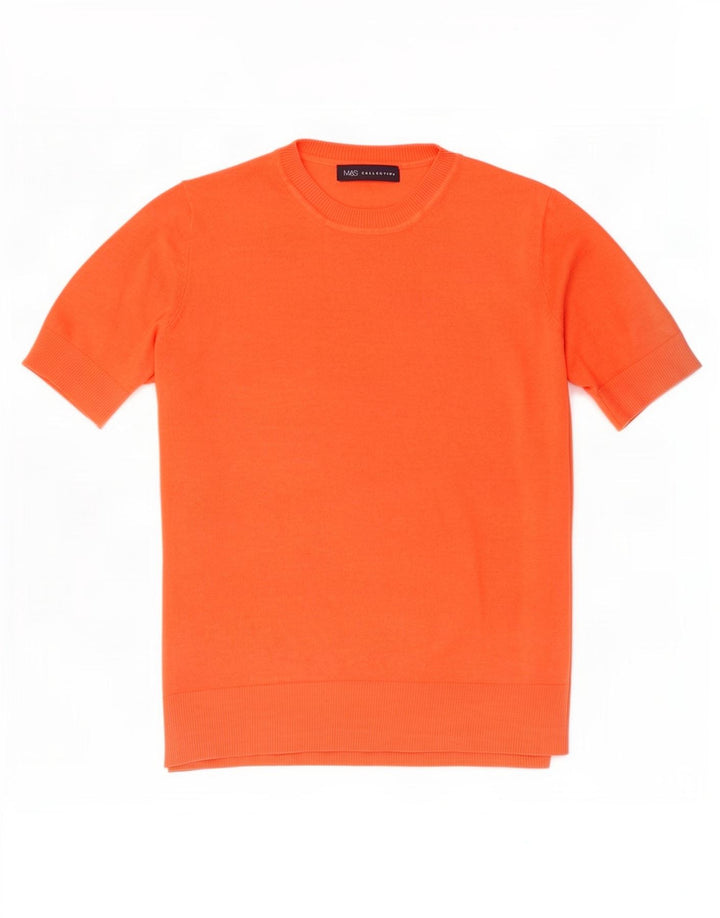 Maglione maglione girocollo da donna Marks & Spencer UK 12 arancione medio