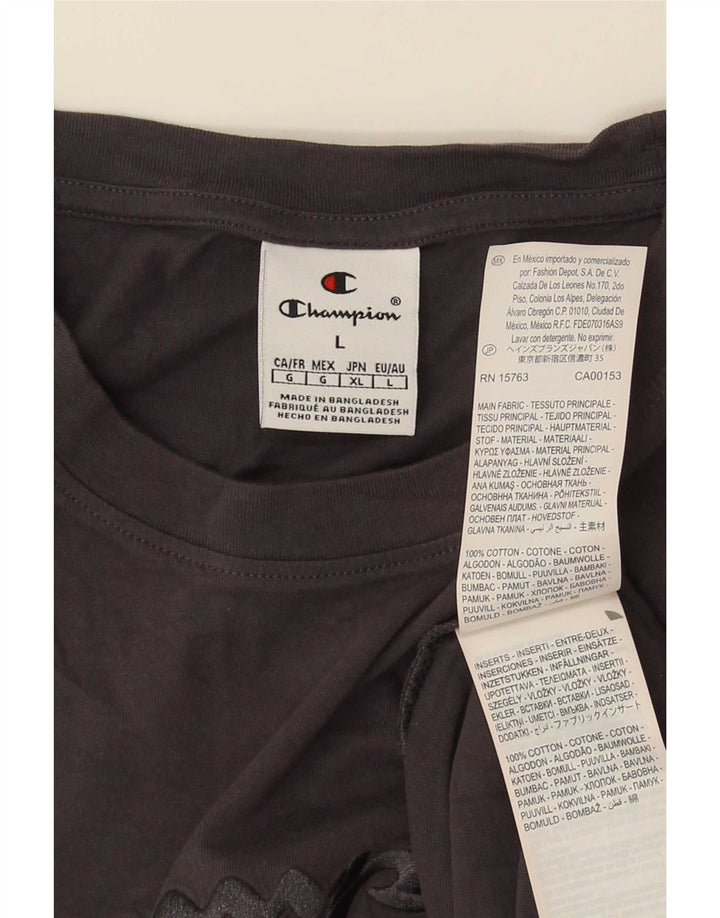 T-shirt grafica da uomo Champion Top grande in cotone grigio