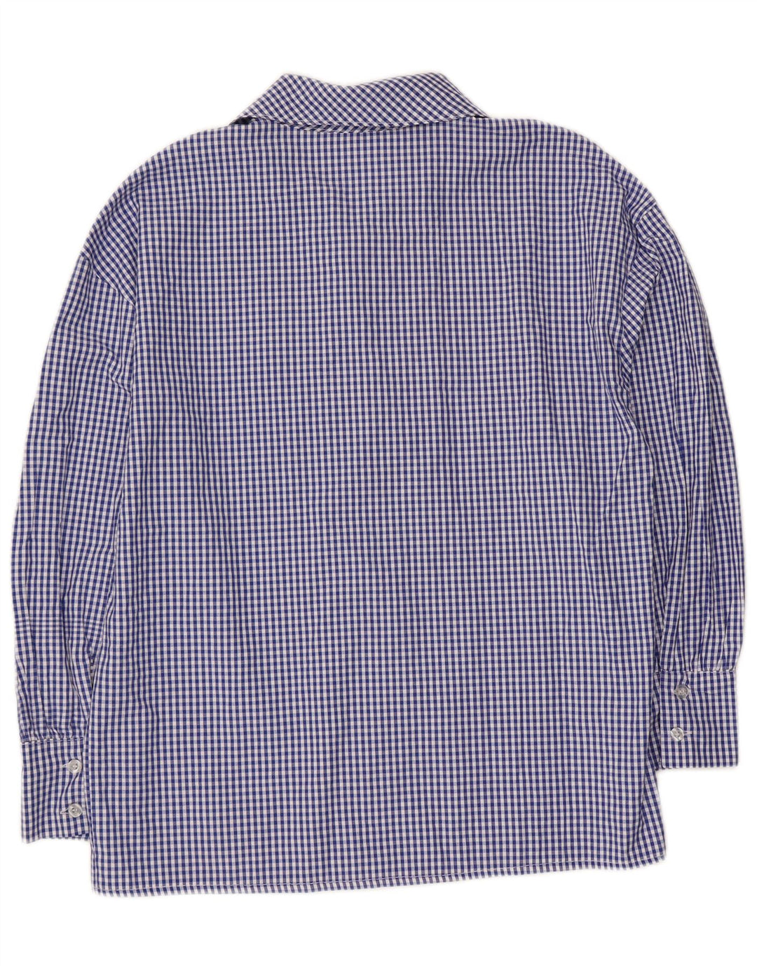 Camicetta vintage da donna con maniche a 3/4 e cravatta sul davanti UK 14 a quadretti blu medio
