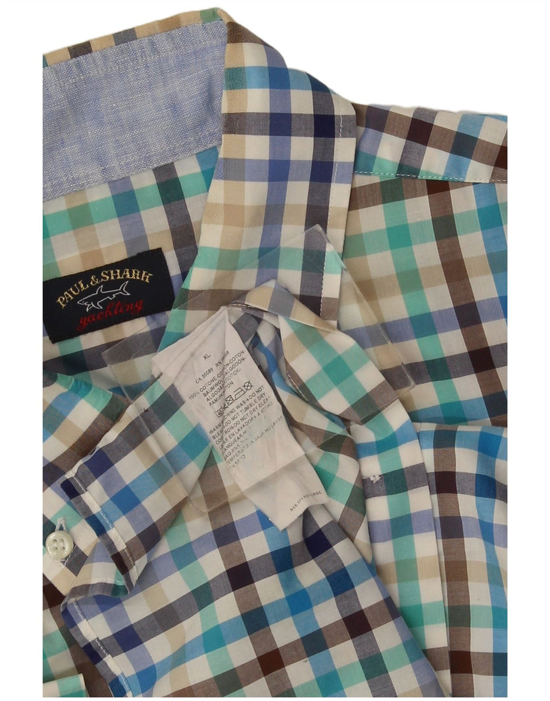 Paul & Shark Camicia a maniche corte da uomo XL in cotone a quadri multicolore
