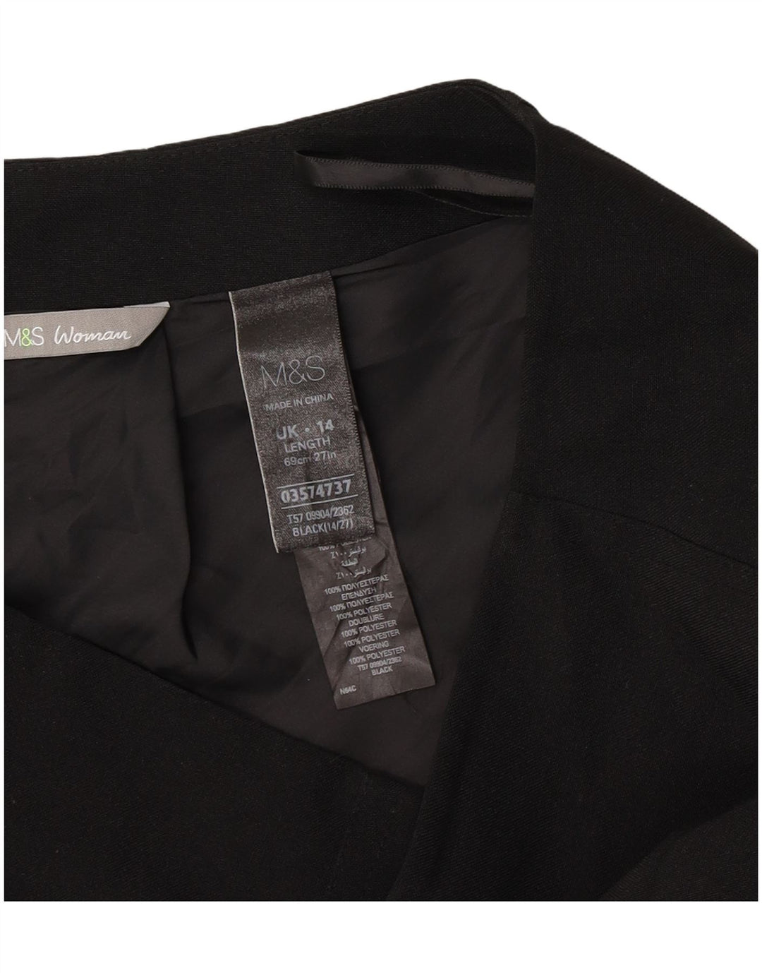 Gonna a tubino da donna Marks & Spencer UK 14 grande W32 poliestere nero
