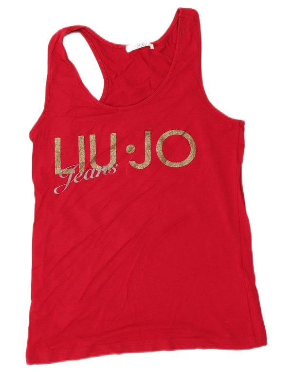 Liu Jo Womens Graphic Vest Top UK 10 Small Red Viscose