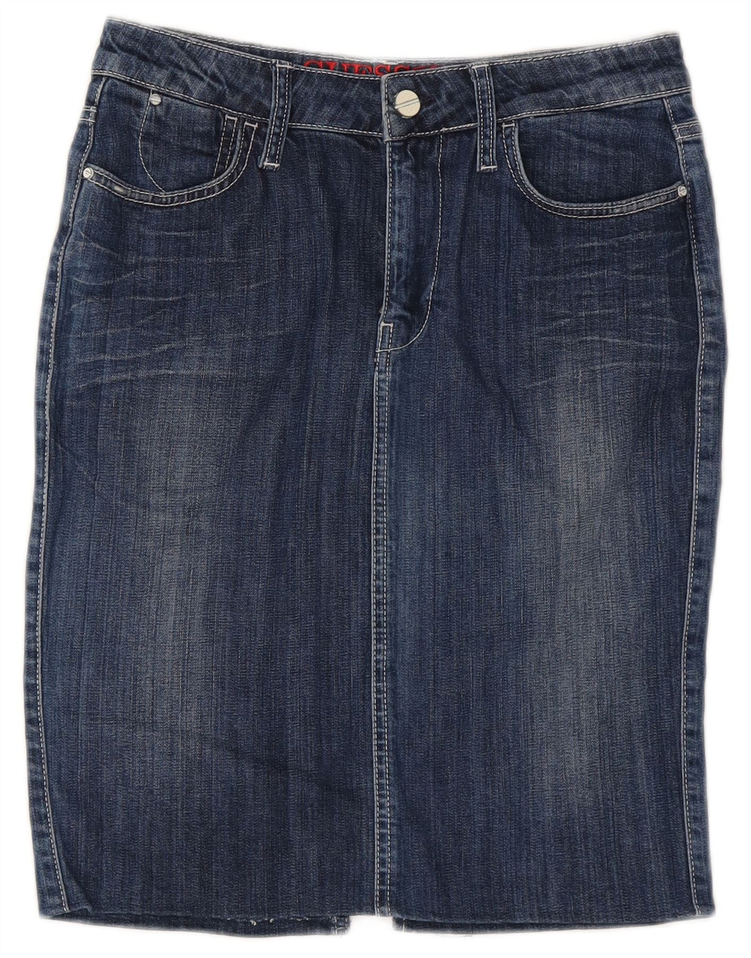 Gonna in denim da donna Guess W28 Blu medio