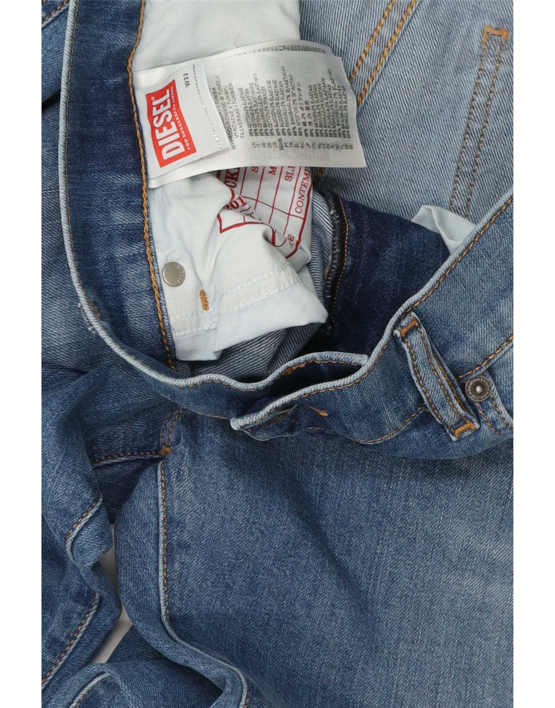 Jeans slim da uomo Diesel W33 L32 in cotone blu