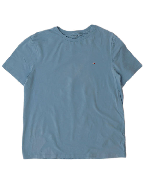 TOMMY HILFIGER T-shirt da uomo Top in cotone blu medio
