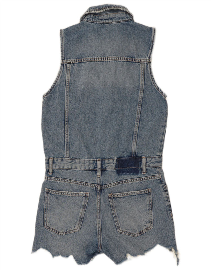 Tutina corta in denim senza maniche da donna Zara UK 10 piccola in cotone blu