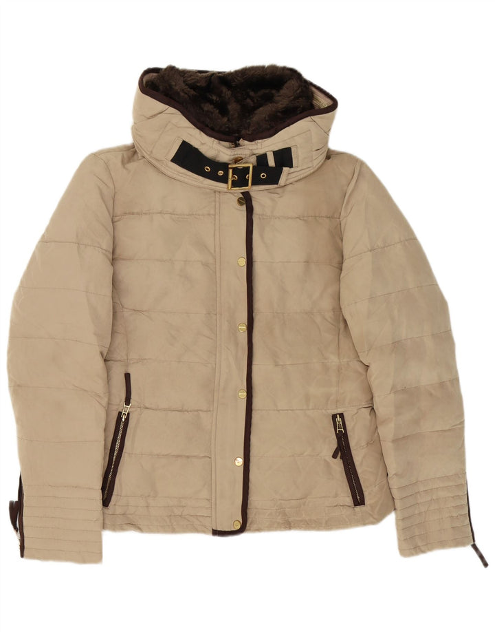 Giacca imbottita da donna Zara UK 18 XL Beige poliestere