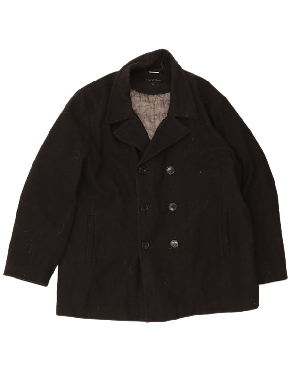 Cappotto doppiopetto da uomo Calvin Klein UK 42 XL lana nera