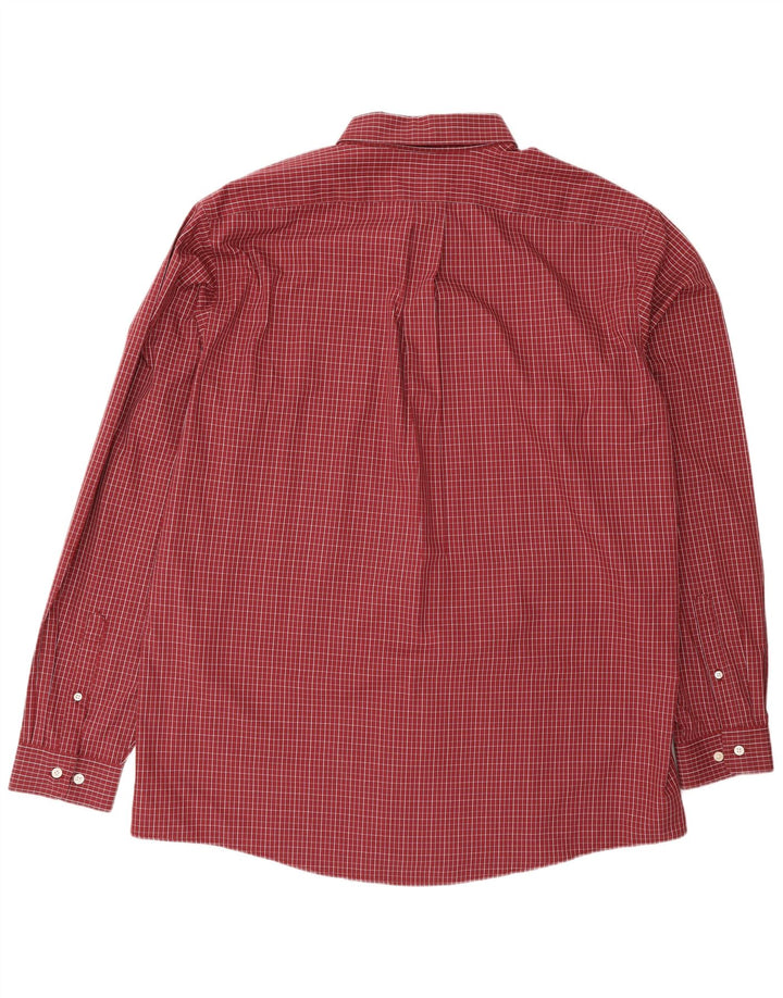 Camicia da uomo a quadri rilassata Eddie Bauer XL in cotone a quadri bordeaux