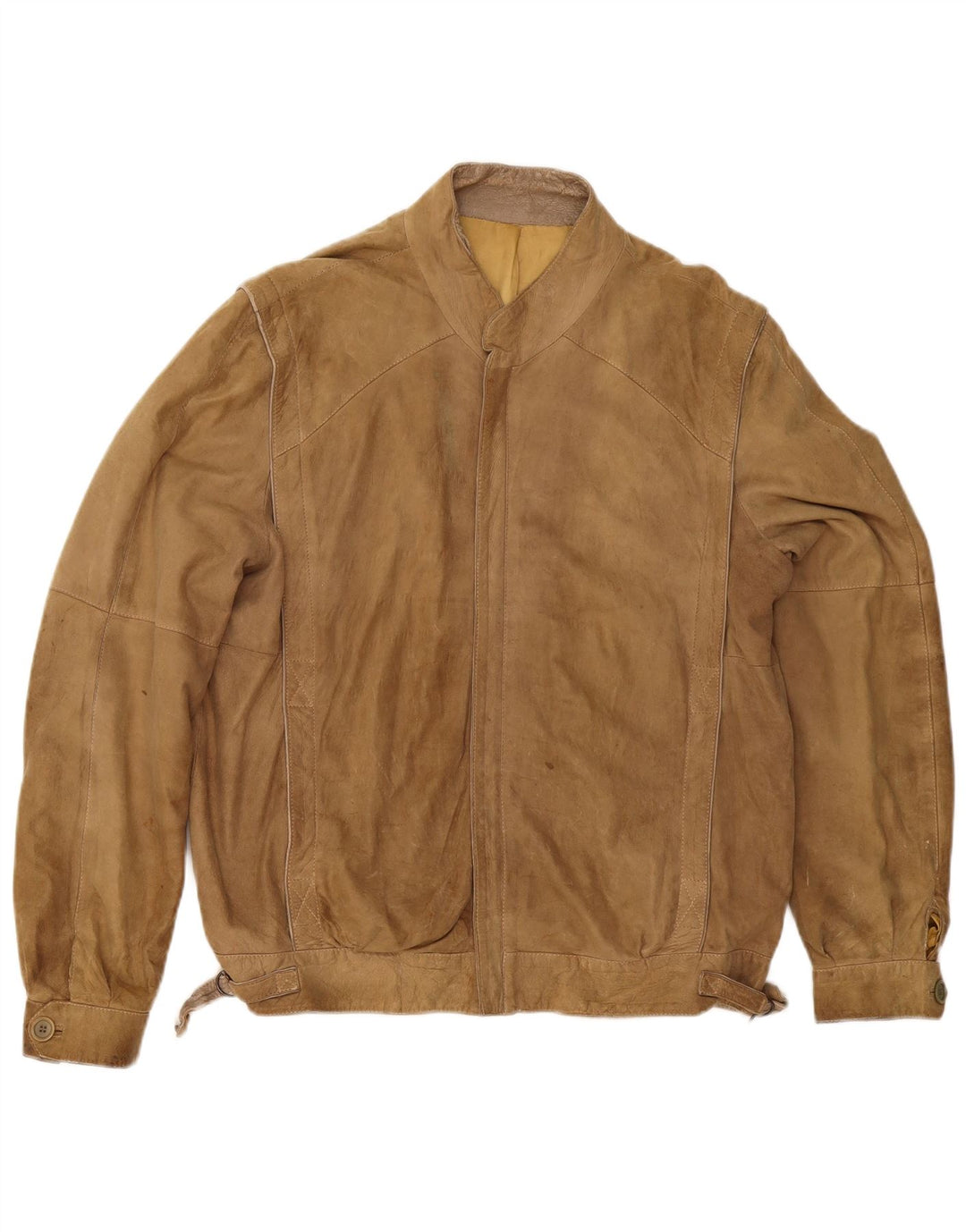 Giacca in pelle vintage da uomo UK 40 grande beige