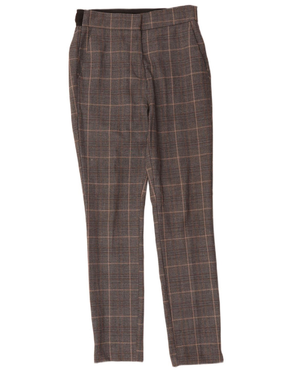 Pantaloni chino slim a vita alta da donna Zara XS W24 L28 quadri grigi