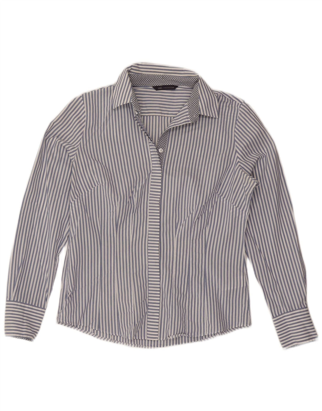 Camicia da donna Marks & Spencer UK 12 Cotone gessato medio blu navy