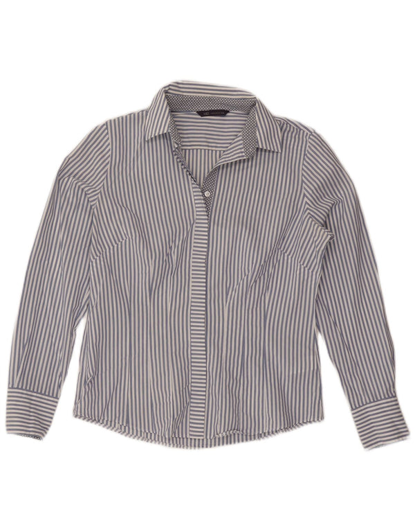 Camicia da donna Marks & Spencer UK 12 Cotone gessato medio blu navy