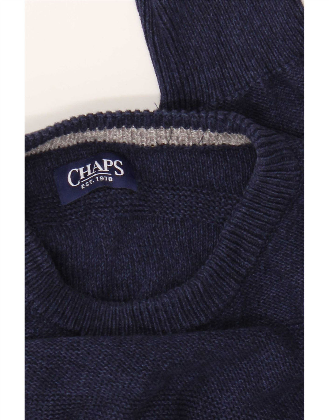 Chaps Uomo Maglione con scollo a barca Maglione a righe blu navy medio