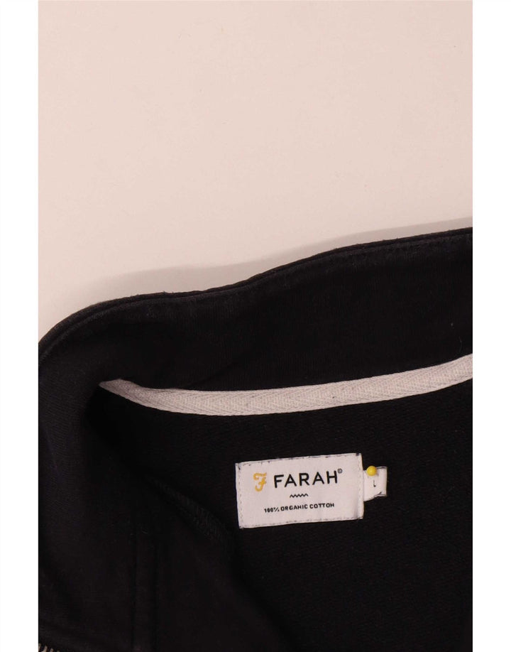 Felpa da uomo con collo con zip Farah, maglione grande, cotone blu navy