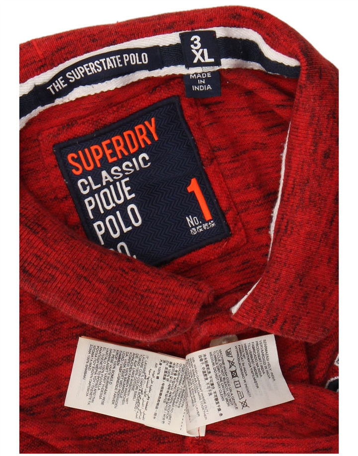 Polo grafica da uomo SUPERDRY 3XL cotone screziato rosso