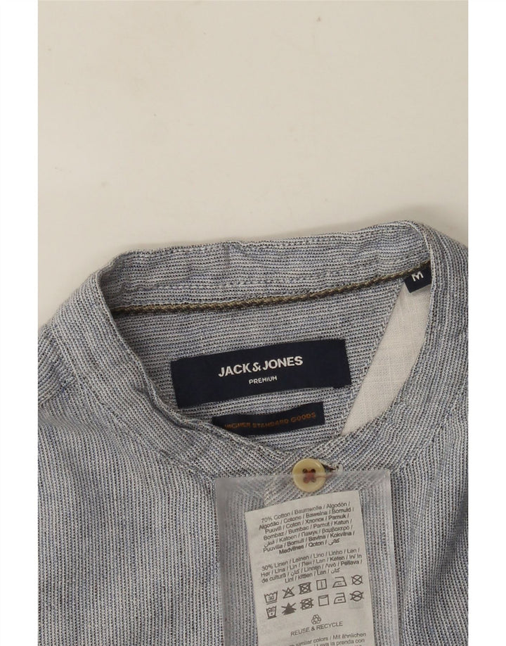 JACK & JONES Camicia da uomo in cotone gessato blu medio
