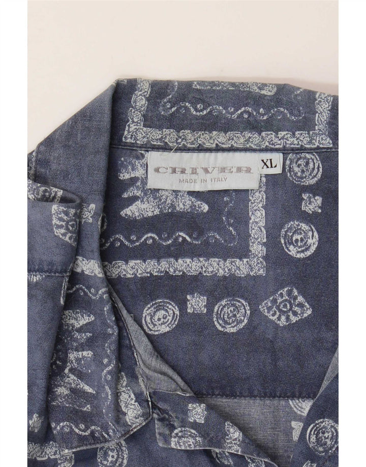 Camicia a maniche corte da uomo Criver XL blu navy geometrica