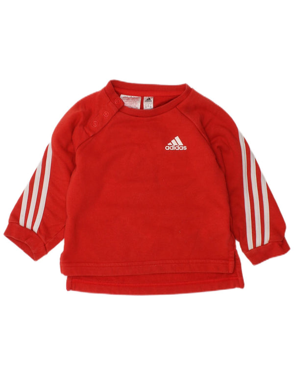 ADIDAS Baby Boys Sweatshirt Jumper 6-9 Months Red Cotton