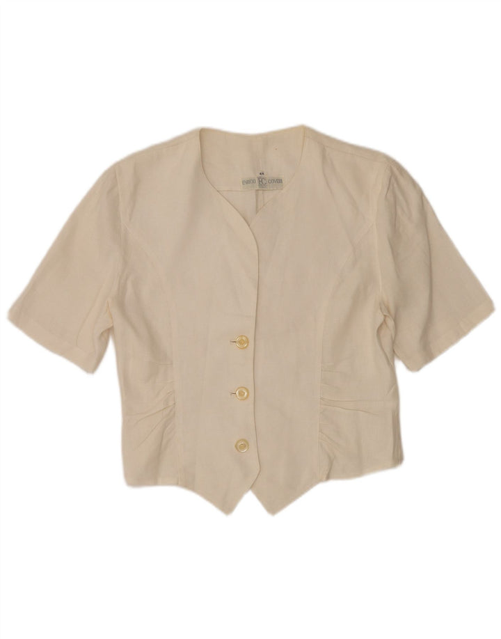 Giacca Blazer da Donna a 3 Bottoni Manica Corta Enrico Coveri IT 44 Medio Bianco