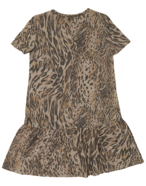 Abito Zara da donna a vita bassa UK 10 piccola stampa animalier grigia