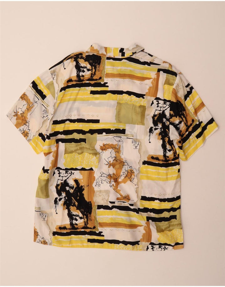 CAVALLO Womens Oversized Abstract Pattern Shirt Dress IT 44 Medium Yellow