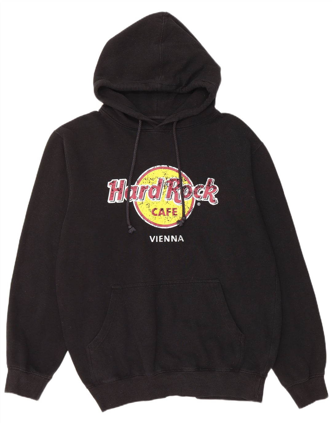 HARD ROCK CAFE Felpa con cappuccio grafica Vienna da uomo grande in cotone nero