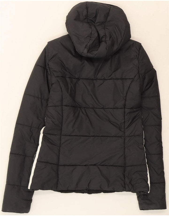 ADIDAS Womens Hooded Padded Jacket UK 8 Small Black Polyester Vintage Adidas and Second-Hand Adidas from Messina Hembry 