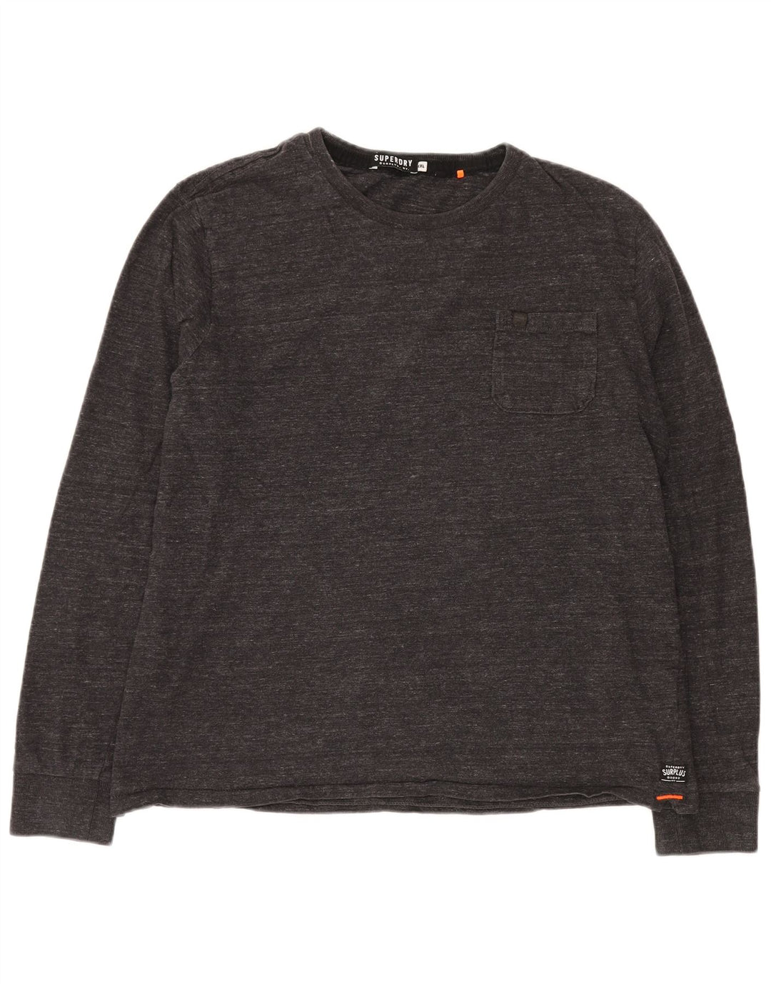 Top da uomo a maniche lunghe SUPERDRY 2XL cotone chiazzato grigio