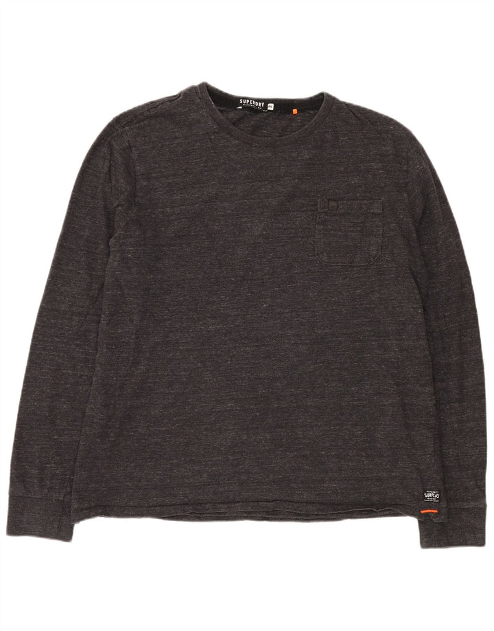 Top da uomo a maniche lunghe SUPERDRY 2XL cotone chiazzato grigio