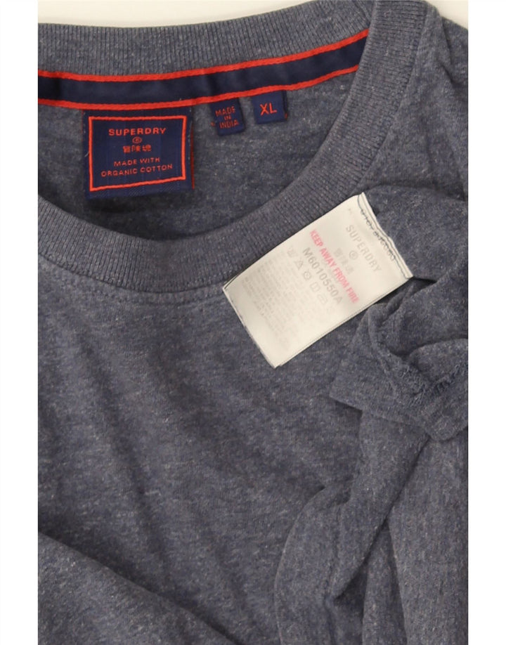 Maglia da uomo a maniche lunghe SUPERDRY XL in cotone chiazzato blu