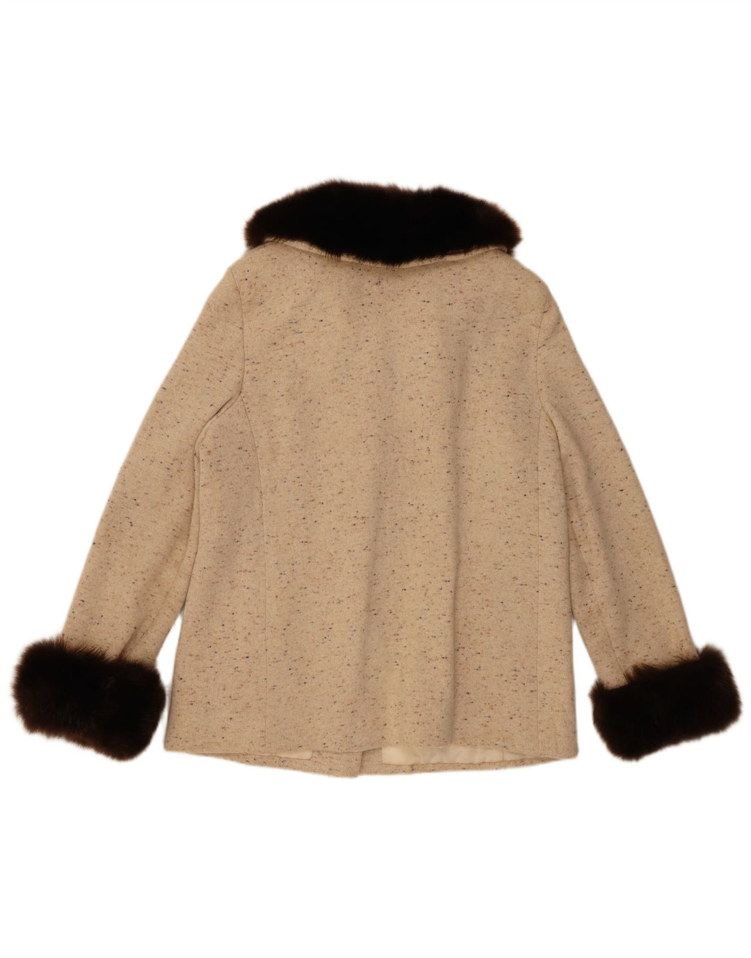 Giacca blazer vintage da donna a 5 bottoni UK 14 beige medio screziato