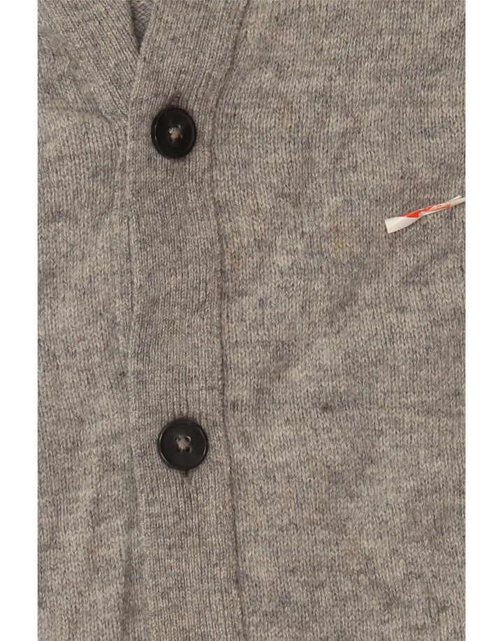 Maglione cardigan da uomo Marks & Spencer in lana d'agnello grigio medio