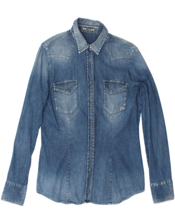 GAS Womens Denim Shirt UK 14 Large Blue Cotton