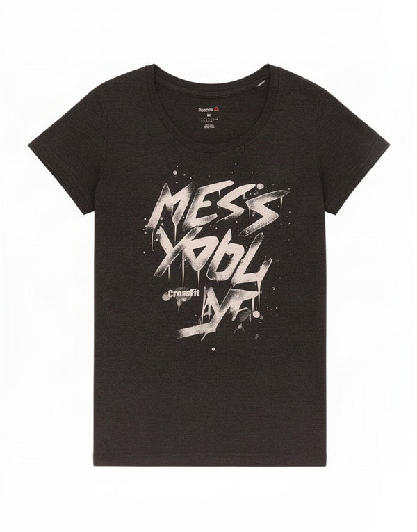 T-shirt grafica Reebok da donna Top UK 12/14 Grigio medio