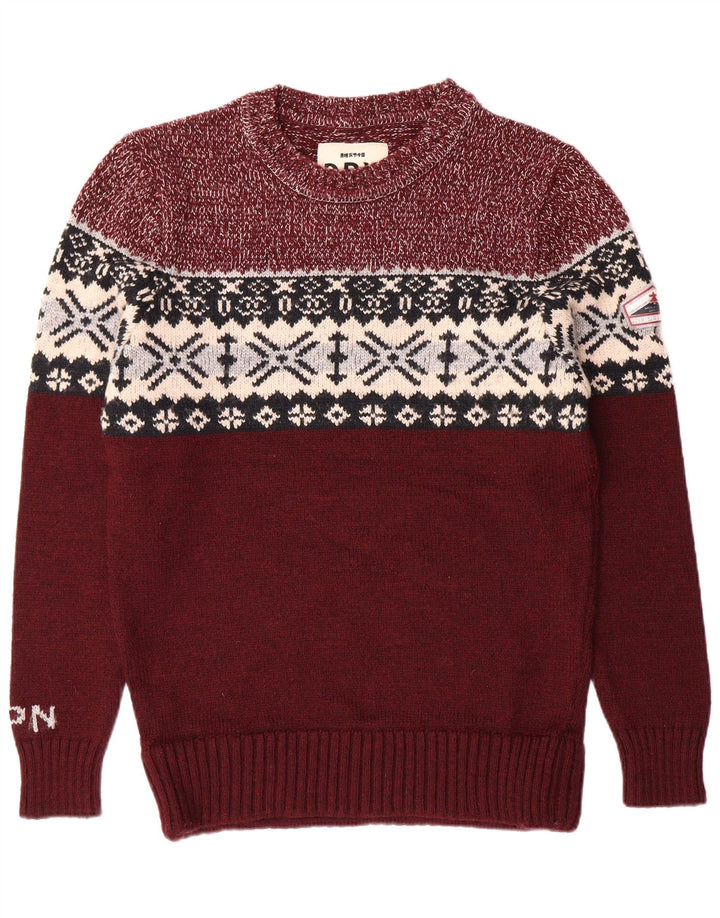 Maglione maglione girocollo da uomo SUPERDRY XL Borgogna Fair Isle Classico