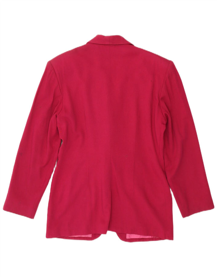 Giacca blazer doppiopetto vintage da donna UK 14 viscosa rosa medio