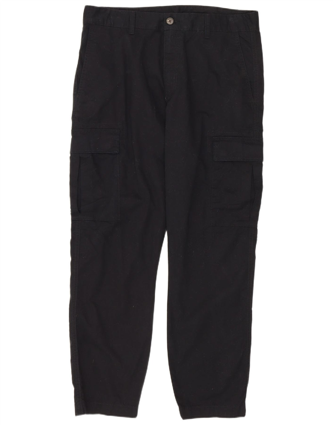 MARKS & SPENCER Pantaloni cargo dritti da uomo W34 L29 cotone nero