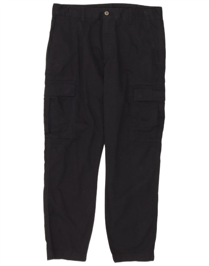 MARKS & SPENCER Pantaloni cargo dritti da uomo W34 L29 cotone nero