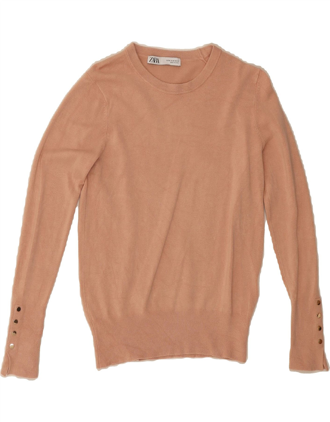 ZARA Womens Crew Neck Jumper Sweater Medium Beige Viscose Vintage Zara and Second-Hand Zara from Messina Hembry 