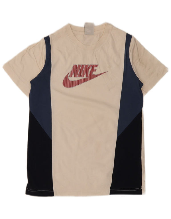 T-shirt grafica Nike per ragazzi, 12-13 anni, grande, in cotone color block beige