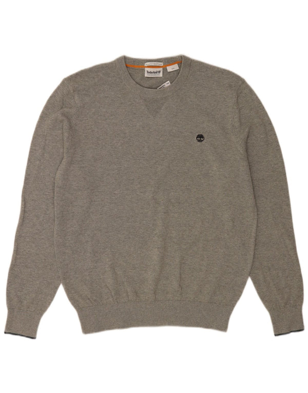 Maglione maglione girocollo da uomo Timberland in cotone chiazzato grigio medio