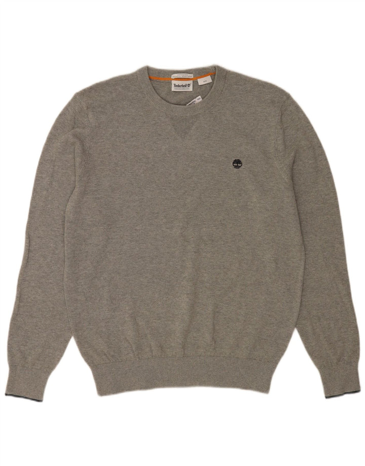 Maglione maglione girocollo da uomo Timberland in cotone chiazzato grigio medio