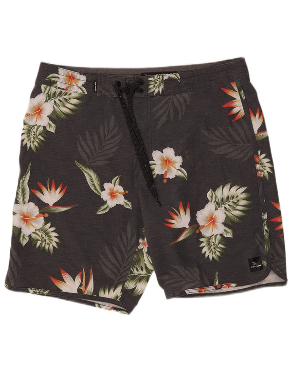 Pantaloncini da bagno da uomo Rip Curl Mirage di grandi dimensioni in poliestere floreale grigio