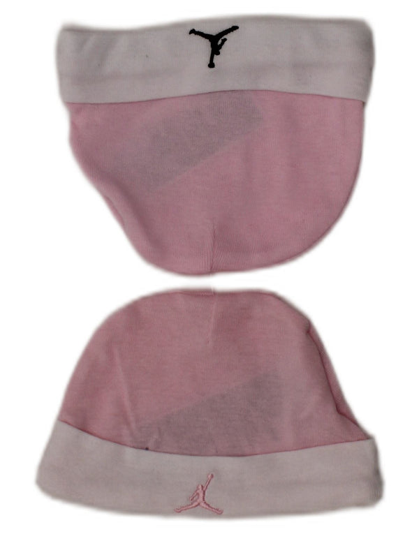 JORDAN Baby Girls Beanie Hat 0-3 Months Pink Cotton